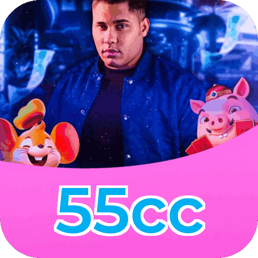 Interface do aplicativo 55cc mostrando jogos disponíveis no iOS e Android